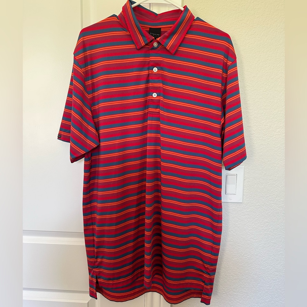 Men’s Dunning Golf Striped Red and Blue Men's Polo Shirt